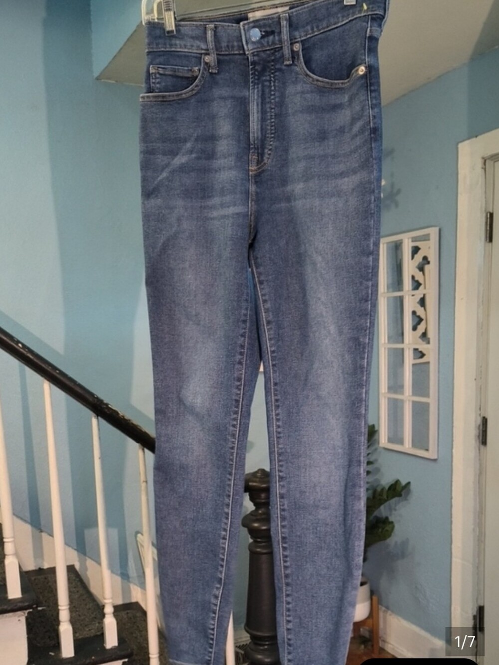 Everlane The Way-High Women's Skinny Jeans in Medium Blue Wash Medium - Picture 8 of 8